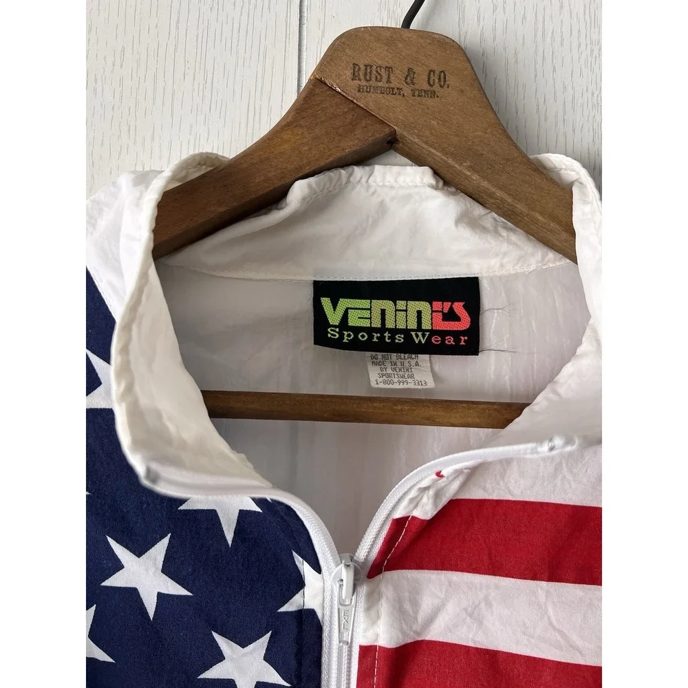 Vintage 90's USA Pullover Mens XL Flag Vinini's Sport Windbreaker Surf STYLE